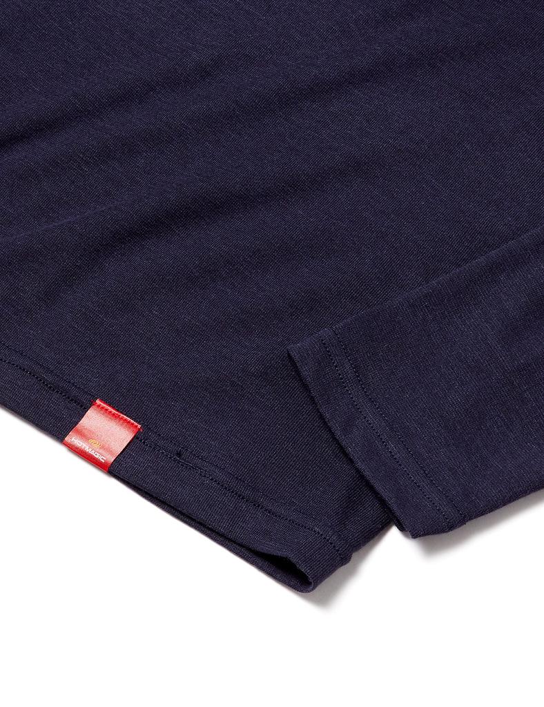 Gunze Hot Magic Inner Soft and Crew Navy Size LL Size Shirt, Warm, Neck, 3/4 Sleeves, Blue, MH1908, (Japan 2L)