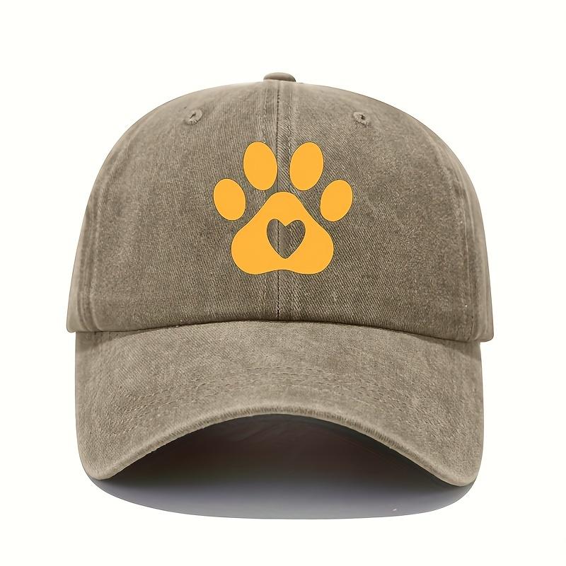Retro Style Bear Paw and Heart-shaped Printed Baseball Cap - Women's Adjustable Lightweight Sun Protection Cap