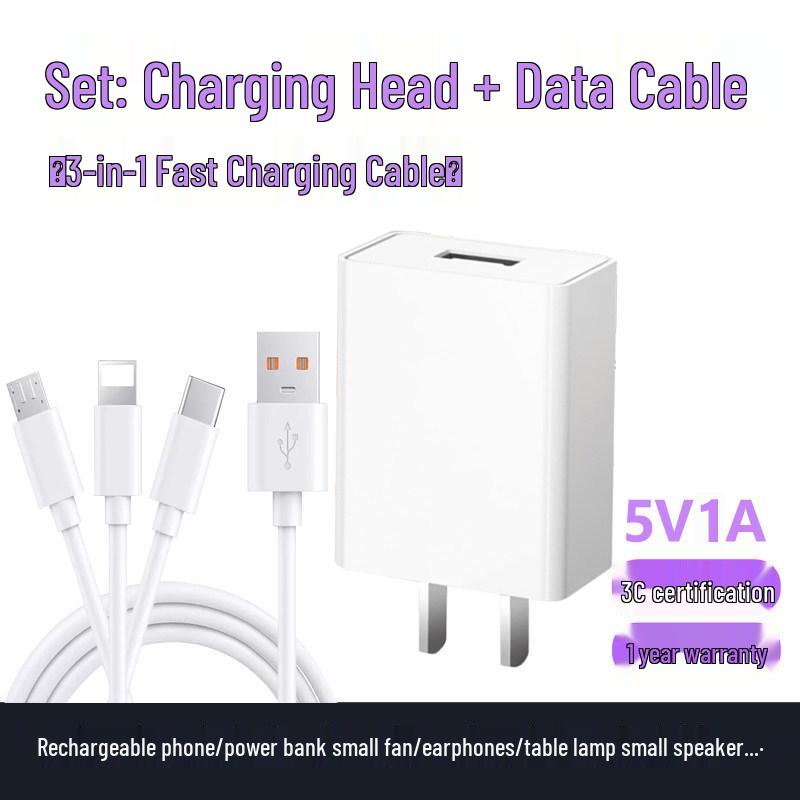 Universal Android Charger Type-C Sound Card 5V2A/5V1A Fast Charge USB Plug