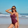 CHARMLEAKS Damen-Badeanzüge, sexy, V-Ausschnitt, Monokini, gerüscht, Push-Up-Badeanzüge