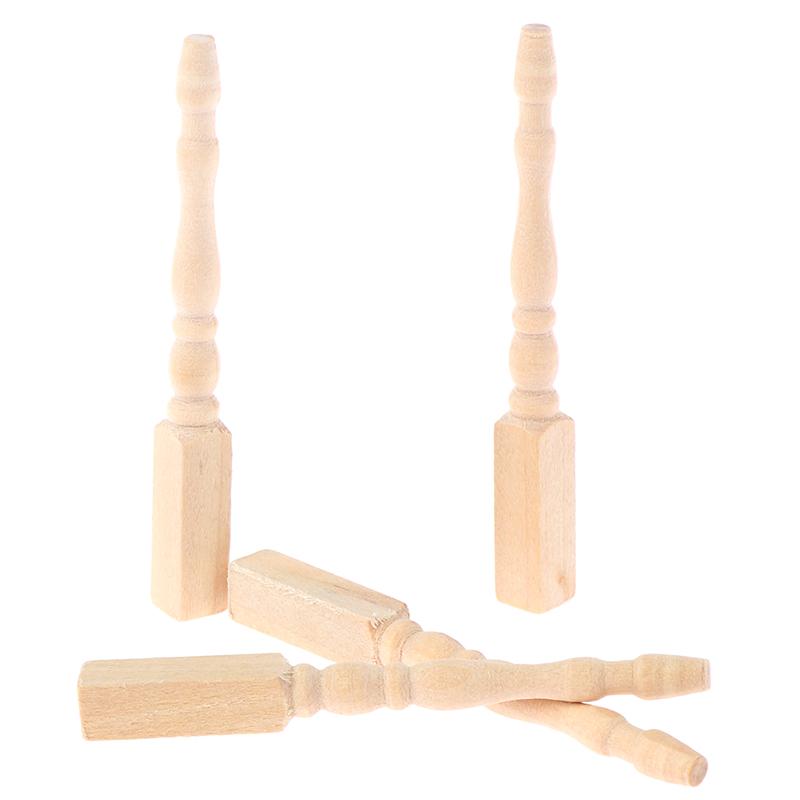 4Pcs/Set 1:12 Dollhouse Miniature Diy Wooden Table Leg Furniture Accessories