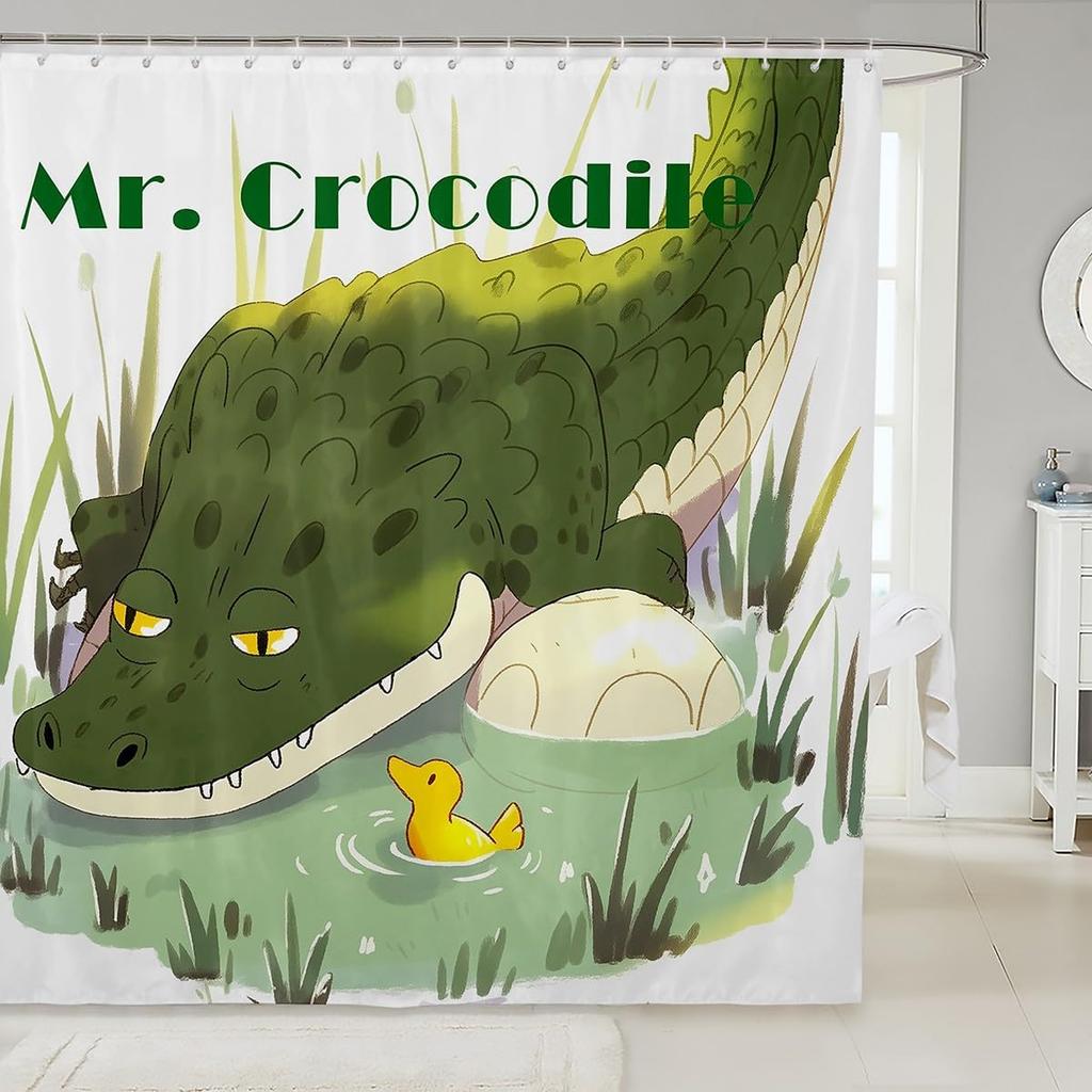 Cartoon Sheep Bath Curtain Cute Farm Animal Shower for Kids Boys Girls,Pink White Flower Floral Bathroom Curtain Botanical