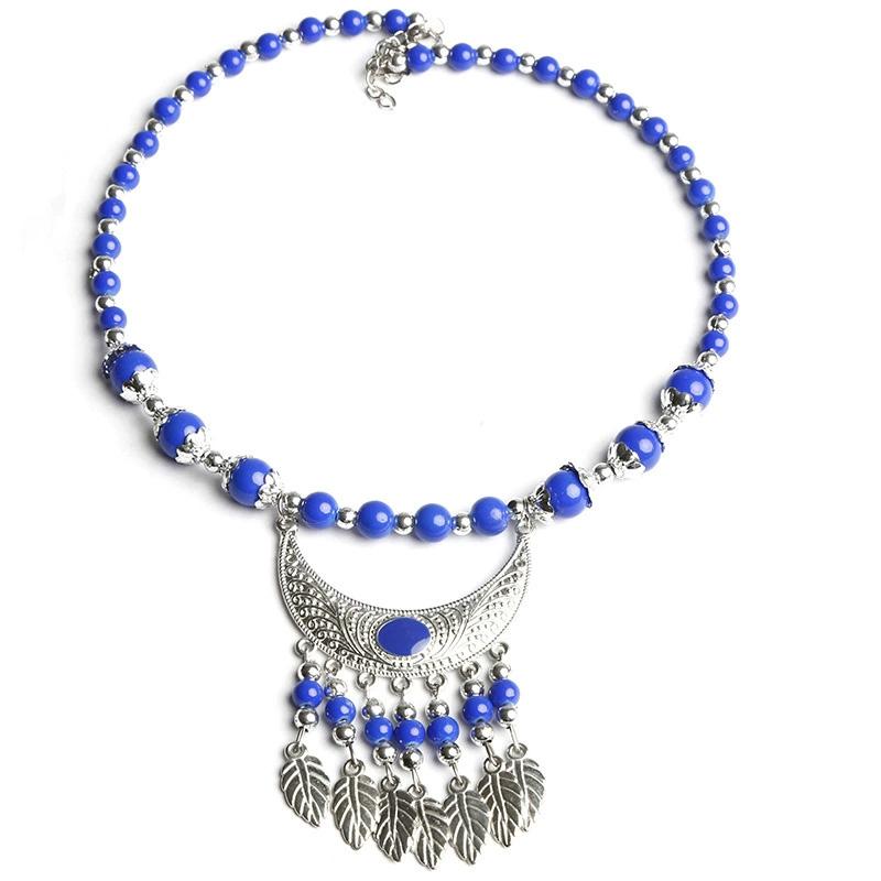 1PC Long Chain Ethnic Style Hair Jewelry Headpieces Forehead Dancing For Women Leaf Tassel Necklace Bohemia Headwear