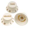 Musiclily Ultra Stratocaster Knob Set (1V/2T, Inch/Metric) for ST Electric Guitars, Aged White