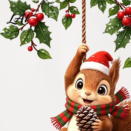 Decorative Socket Decal Christmas Squirrel Switch Sticker Wall for Light And Guard Panels Removable PVC Festive Art Bedroom Living Room Home