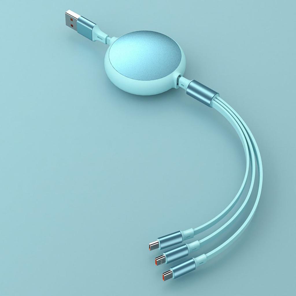Retractable Multi USB Cable 3 In 1 100w Super Fast Charging Cable with 5 Gear Length for Type-C/Android/IOS Interface