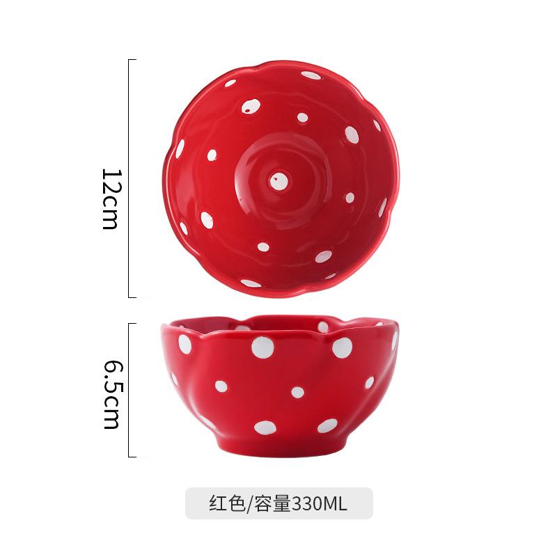 Cute Cream Color Dot Bowls Set Ins Style Rice Yogurt Soup Bowls for Home Kitchen Tableware