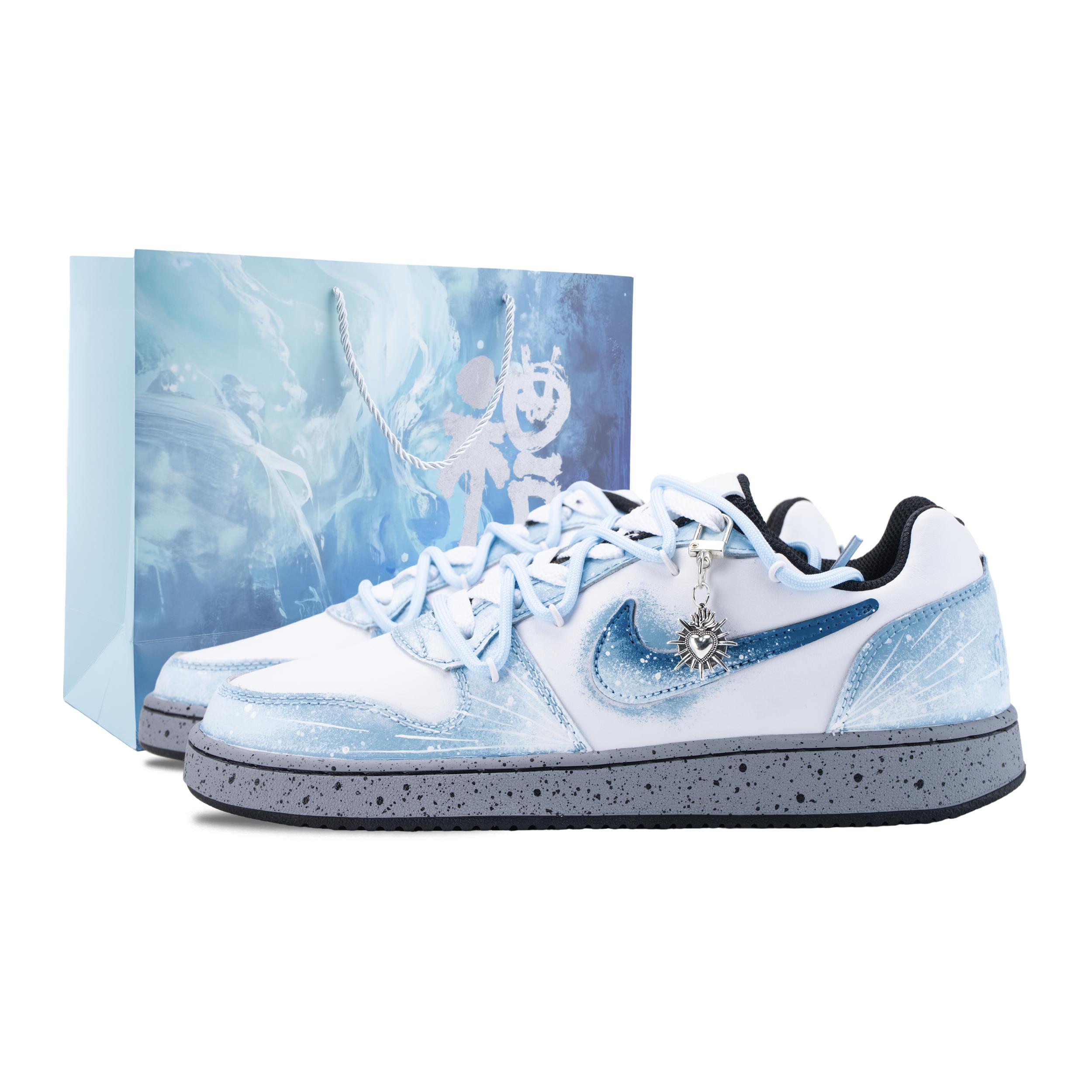 

Nike EBERNON Blue Island Iridescent Lightweight Slip Resistant Low top Skateboard Shoes Men s Blue White CK0034-100(Team836-) 42