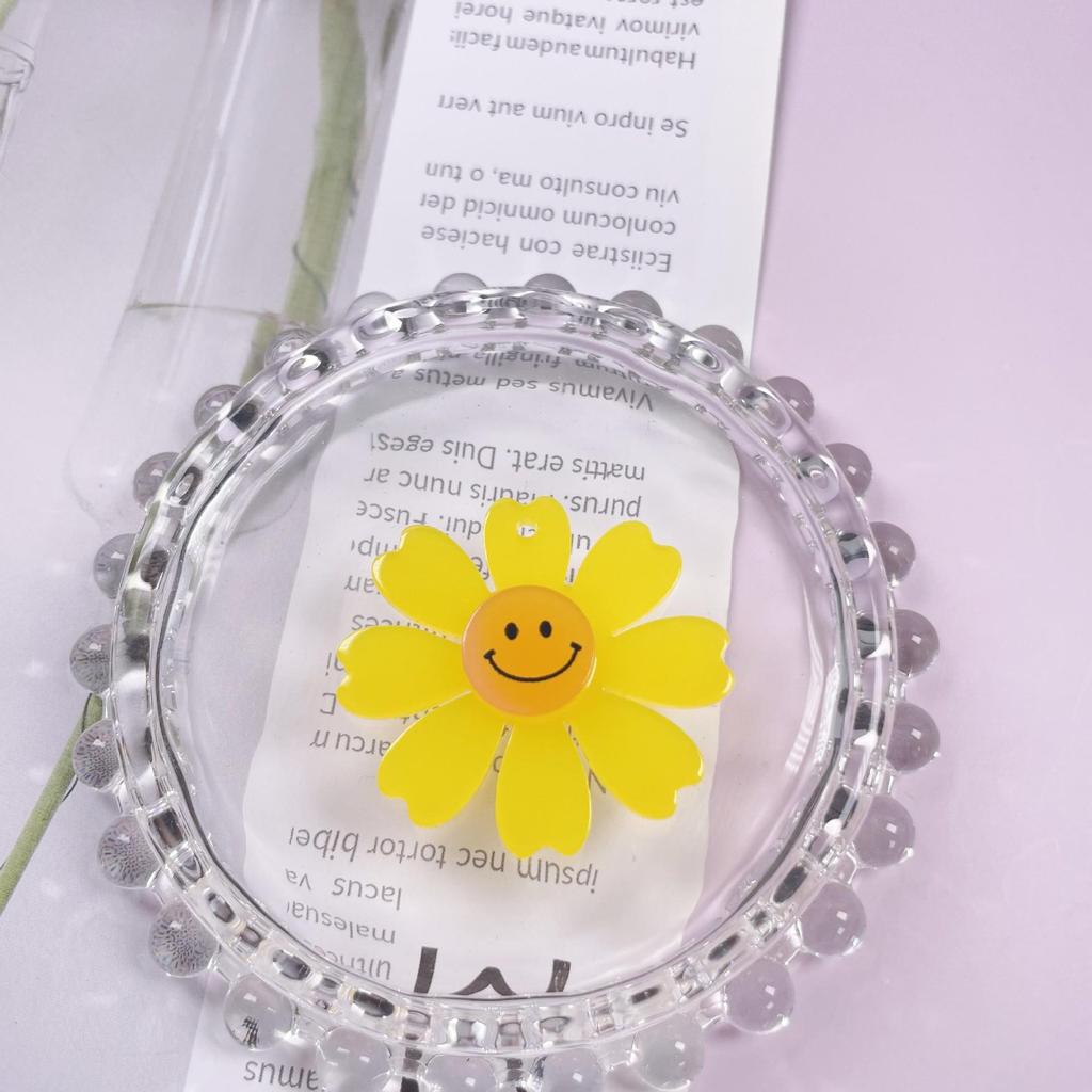 40mm Korean Style Smiley Face Chrysanthemum Acrylic Keychain Earrings for DIY Phone Accessories
