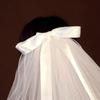 Wedding Tulle Bridal Lace Veil with Bowknot/Floral Trim Elegant Bridesmaids Veil