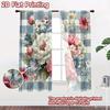 2D FLAT PRINTING 2pcs Curtains (Without Rod) Floral Checkered Design Contemporary Popular Curtains Polyester Easy Install