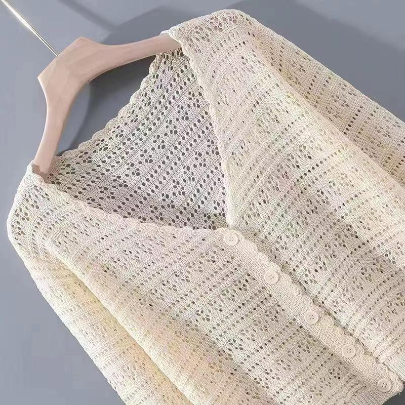 

Женская легкая длиннорукавная короткая куртка с ажурным дизайном для защиты от солнца, лето 2026 One Size (85-150cm) хаки