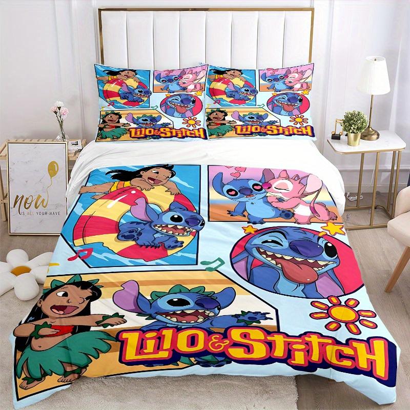 3pcs Lilo, Stitch Printed Bedding Set, Breathable And Soft, Machine Washable, Christmas Gift, Suitable for Bedroom Decoration, 074