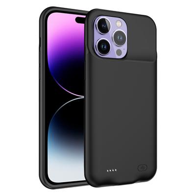 D88S 7000mAh Portable Charging Case for iPhone 14 Pro Protective Battery Case Anti-Scratch Power Bank Phone Case Support Audio Function-Black
