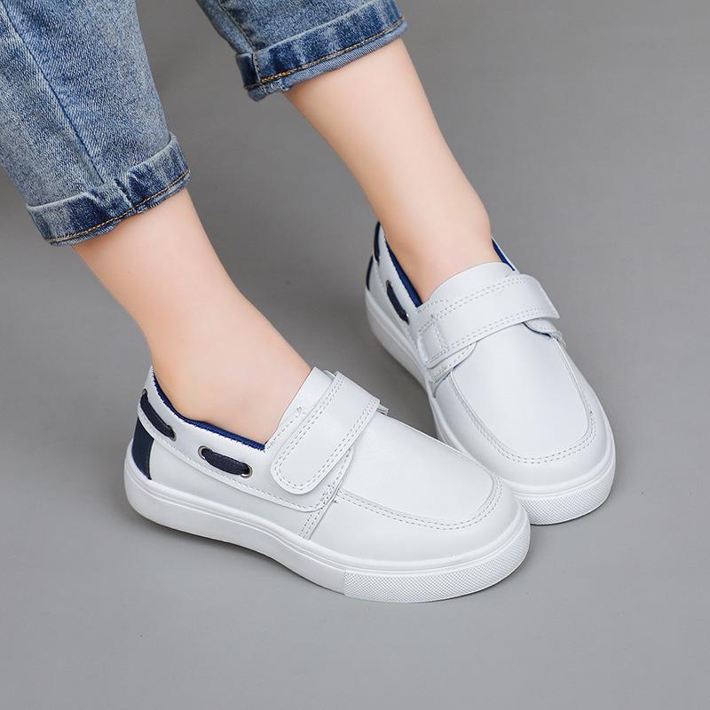 Korean Style Low-Top Leather Slip-On Loafers for Boys & Toddlers - Soft Sole Casual Shoes
