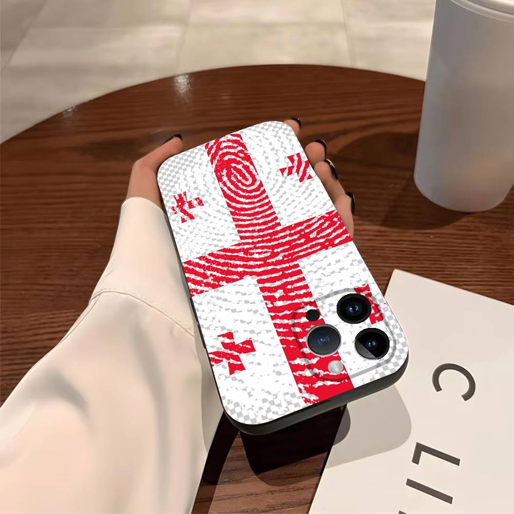 

Georgia Flag Phone Case For iPhone 17,16,15,14,13,12,11,Pro,X,XS,Max,Plus Soft Black Cover iPhone11PROMAX