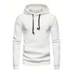 Men's Waffle Pattern Solid Color Hoodie Casual Pullover Hooded Sweatshirt for Autumn and Winter
