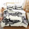 Death Moth Black Bedding Set, Gothic Bedding Set, Skull And Butterfly Cover, Luxury Home Bedding, 2pcs, 3pcs