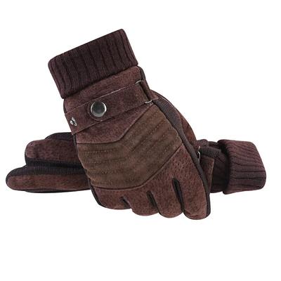Handschuhe Herren Winter Radfahren Motorrad Winddicht Kälteisolierung Warm Leder Touchscreen Anti-Rutsch Dicker Flor