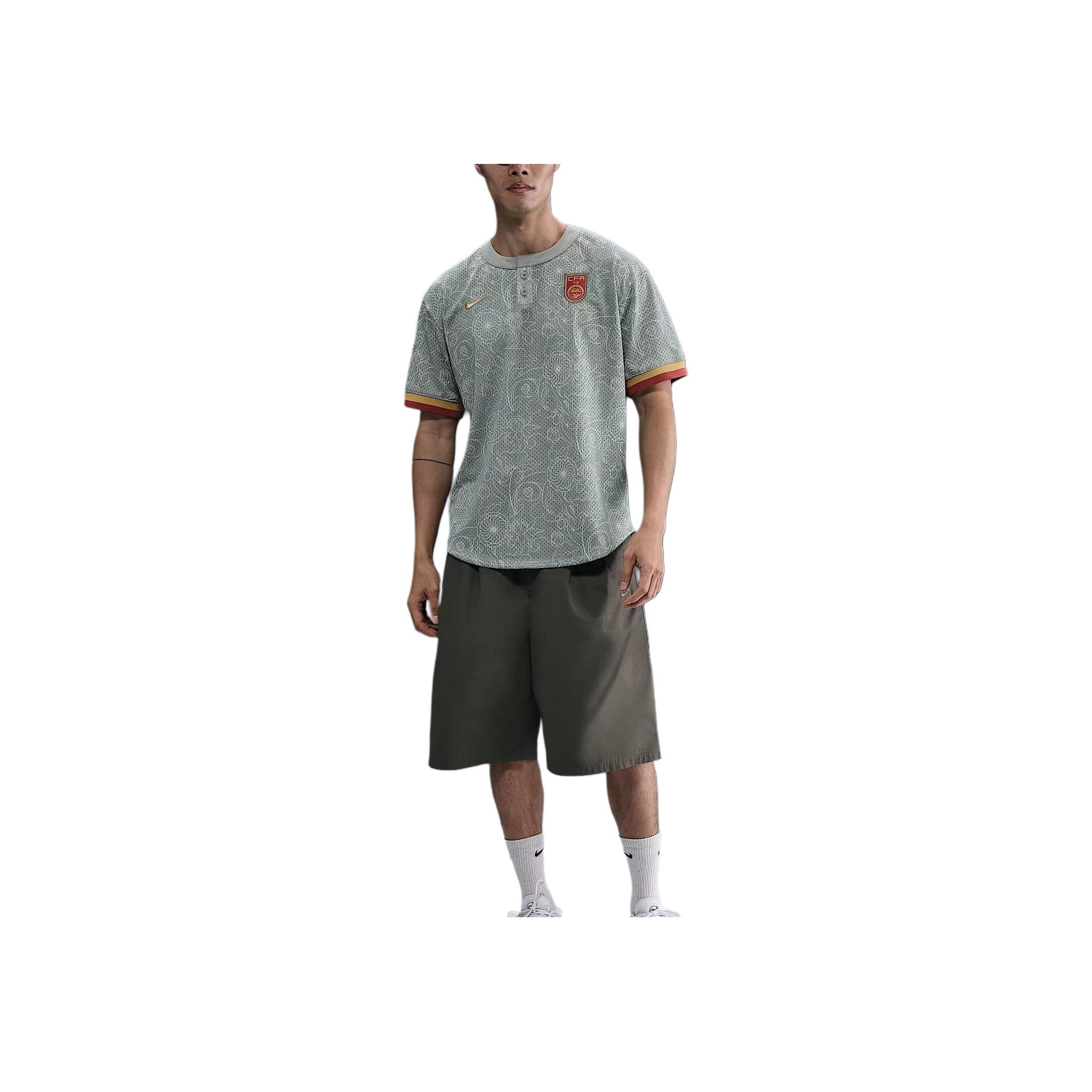 

Nike Authentics Логотип бренда Круглый вырез Спущенное плечо Свободный Короткий рукав Бейсбольная майка Мужская майка Мика-зеленый Клубное золото HF5084-330 L