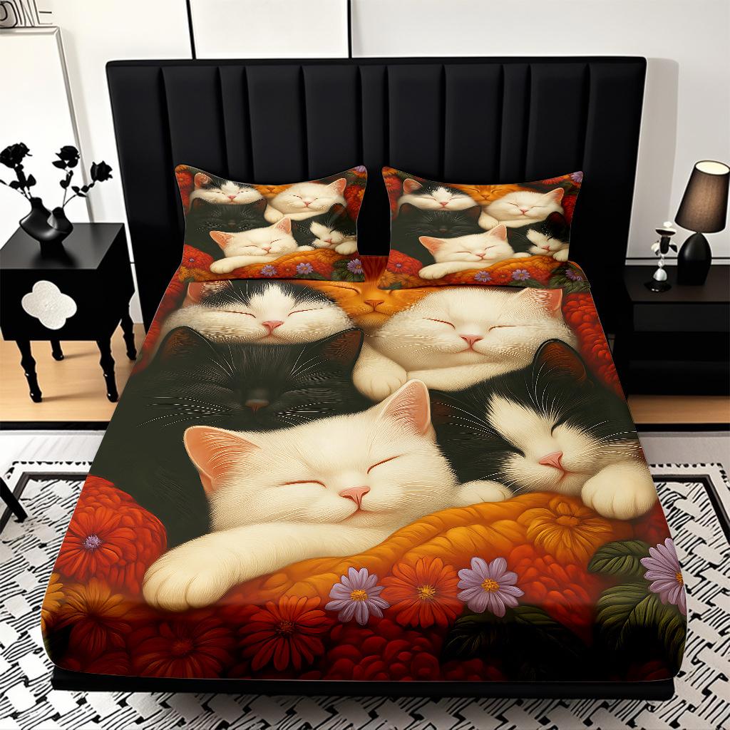 

Home Textile Polished Mattress Three-Piece Cat High Definition Digital Printing 90 * 190