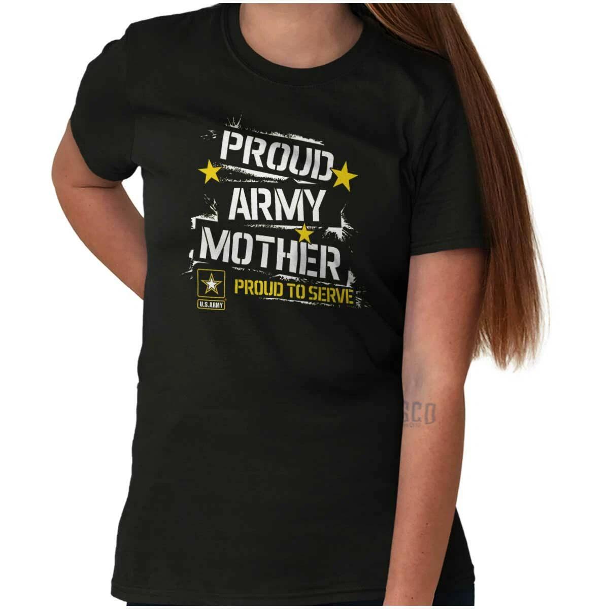 US Army Star Logo Proud Military Mother Mom Womens Graphic Crewneck T Shirt Tee XL
