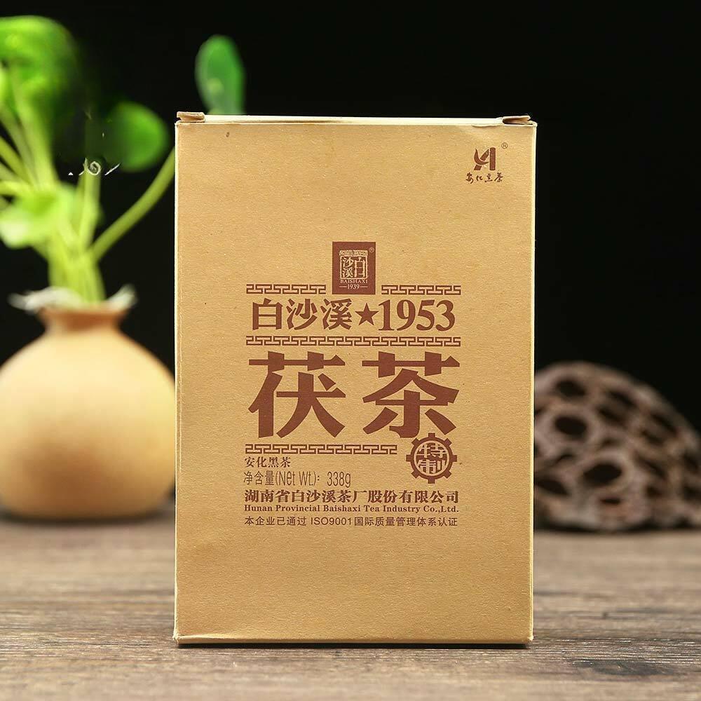 

Лучший черный чай Anhua Baishaxi высокого качества Golden Flower Fu Cha 1953 года в кирпиче 338 г - 338G Jinhuafu brick