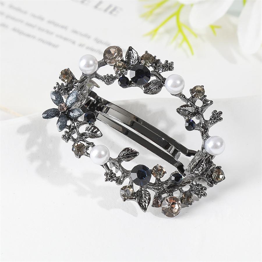 

Корейская заколка-клипса с цветком из страз и жемчугом для полусобранных волос, элегантная, темпераментная, верхняя клипса, изысканная круглая клипса для среднего хвоста