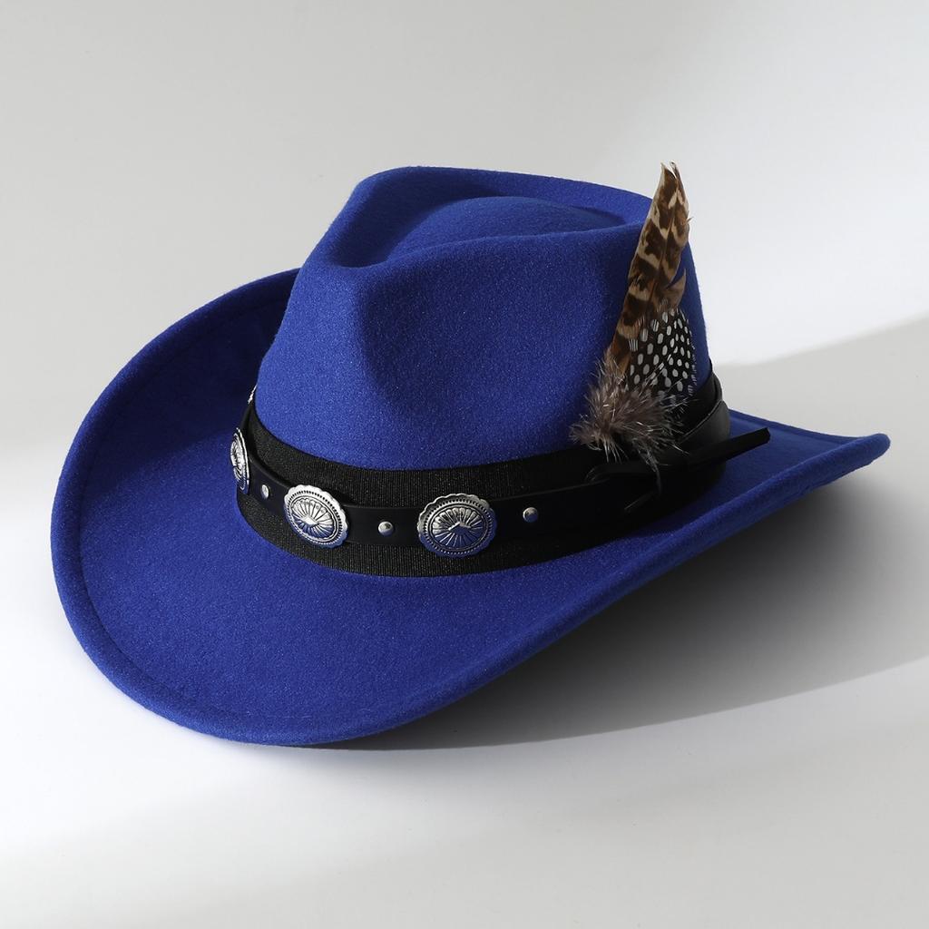 Rongmei's new autumn and winter hats for women, European and American retro woolen western cowboy hats for men, versatile and fashionable with large
