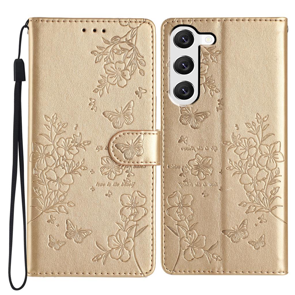 For Samsung Galaxy S23 Case Butterfly Floral Imprint Leather Phone Cover with Wallet