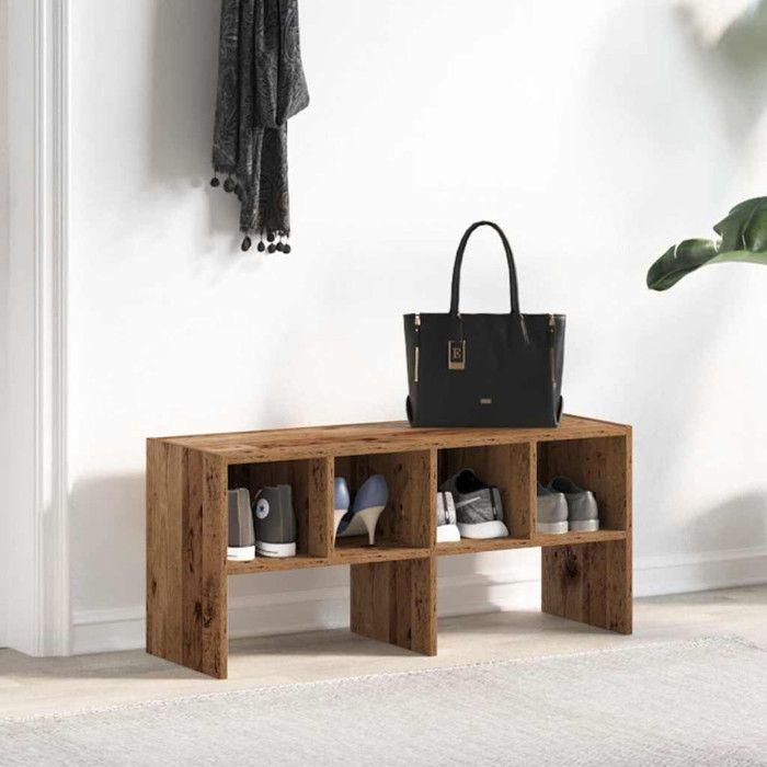 VidaXL Étagère à chaussures empilable vieux bois 89,5x30x40 cm, étagère à chaussures de rangement, rangement de chaussures 858853