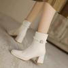 Short Boots Women's 2025 Autumn Internet Celebrity New Low Tube Elastic Thin Women's Boots Thick Heel British Fashion Martin Boots