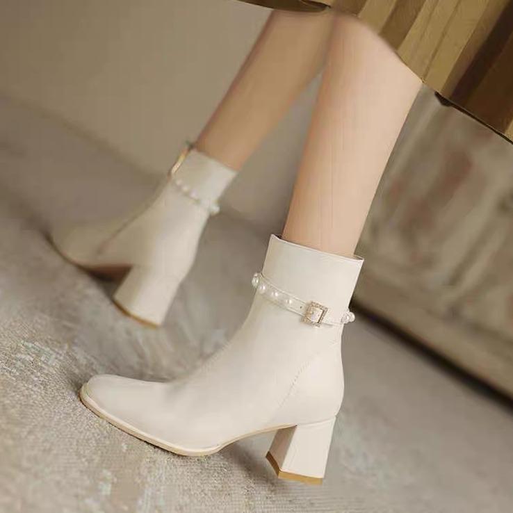 Short Boots Women's 2025 Autumn Internet Celebrity New Low Tube Elastic Thin Women's Boots Thick Heel British Fashion Martin Boots