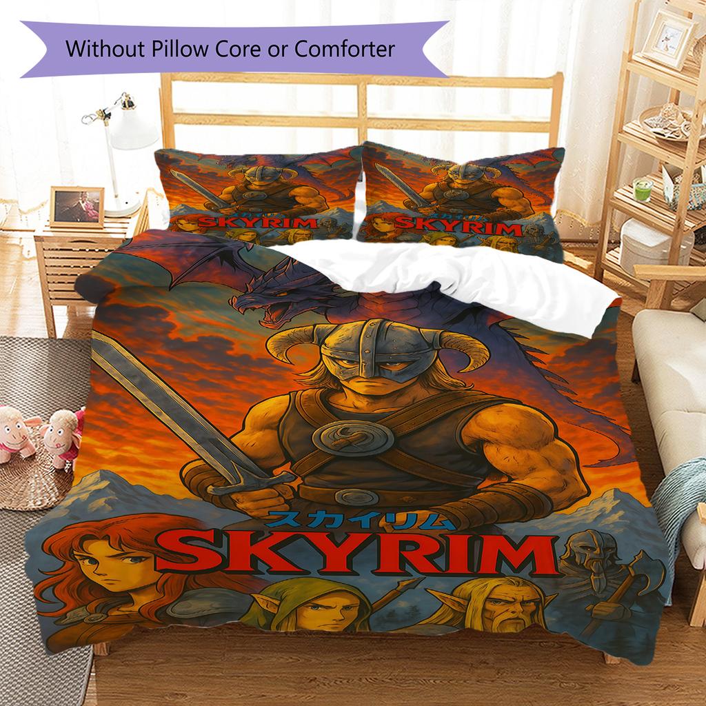 The Elder Scrolls Bedding Quilt Set Quilt Cover Pillowcase Home Decoration Birthday Gift (1 * duvet cover + 2 * pillowcase, without core)