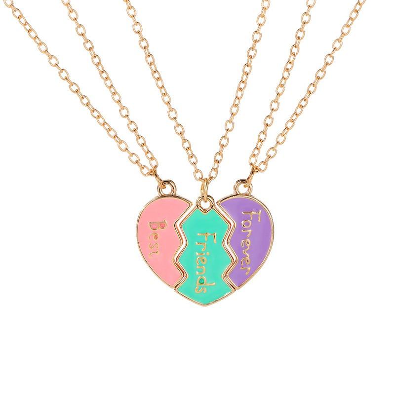 Letters Best Friends Necklace Love Splicing Three-piece Set Of Pendant