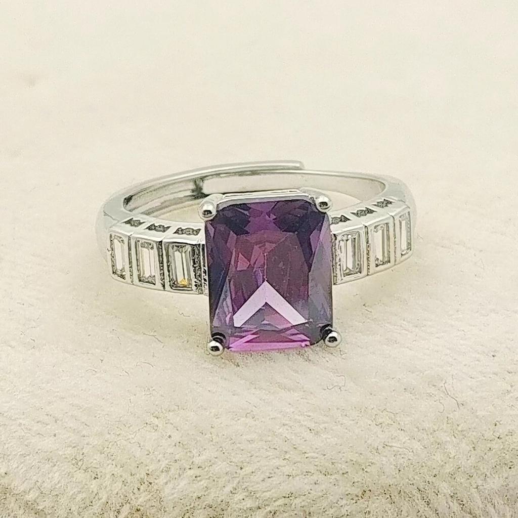 Rectangle Zircon Ring Women'S Inlaid High Carbon Diamond Light Luxury Versatile Niche Design High-Grade Pink Diamond Ring