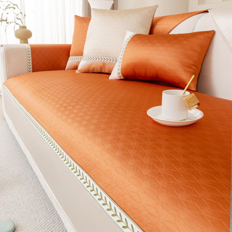 

High-End Ice Silk Sofa Cushion, Summer Mat, Seat Cushion, Non-Slip Cover, New Cushion, Modern Simple Cover Towel 70*70cm