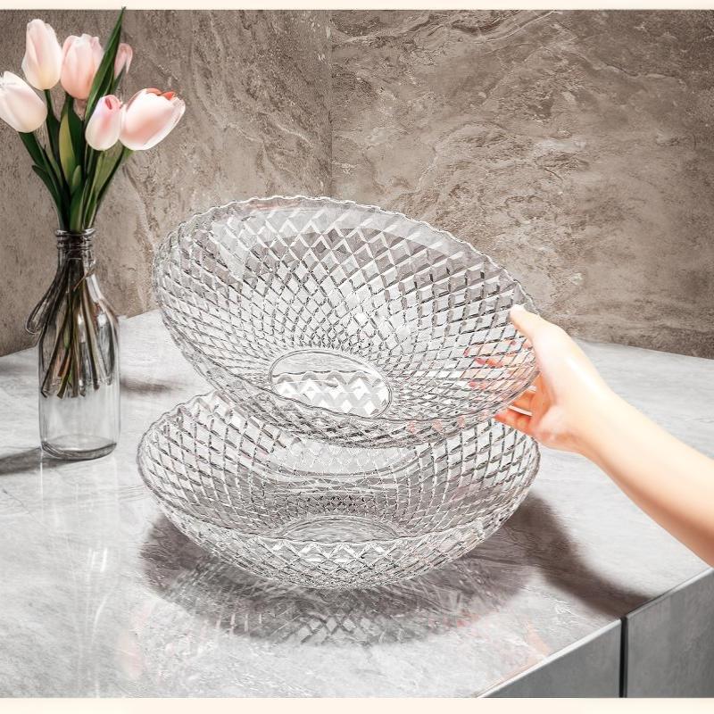 Exquisite Flower Shaped Transparent Fruit Plate Plastic Dessert Salad Tray Light Luxury Household Snack Plate
