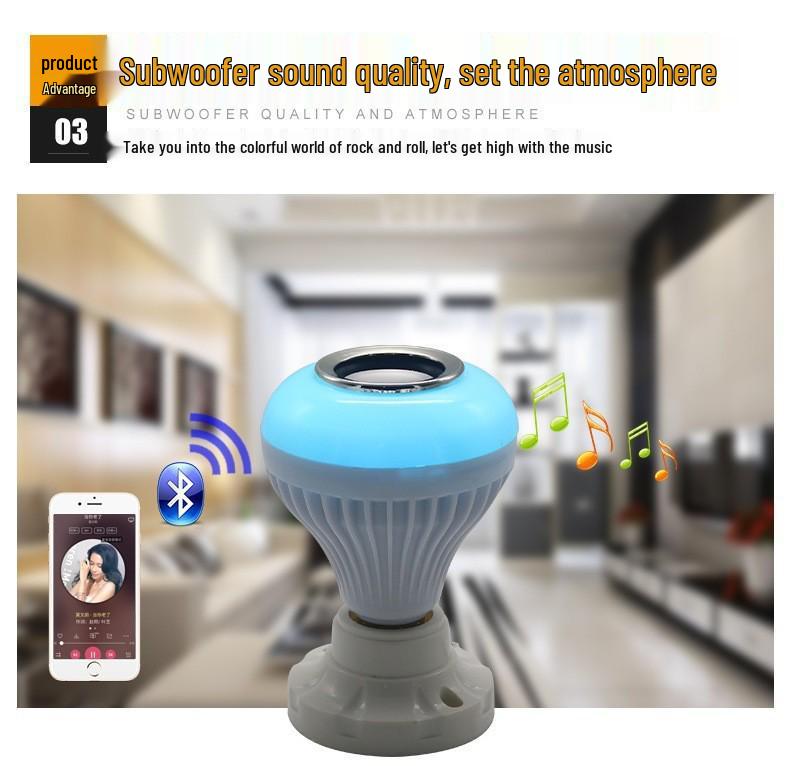 Seven-Color RGB Bluetooth LED Music Bulb with Remote & Speaker