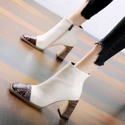 Fashion Women's Heeled Ankle Boots 2024 New Spring Autumn Fashion Woman Shoes Square Toe High Heels Booties Short Botines Botas De Mujer