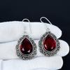 Red Garnet Gemstone Earrings, 925 Sterling Silver Earrings, Silver Earrings For Gift, Red Garnet Dangle Drop Earrings For Anniversary Gifts