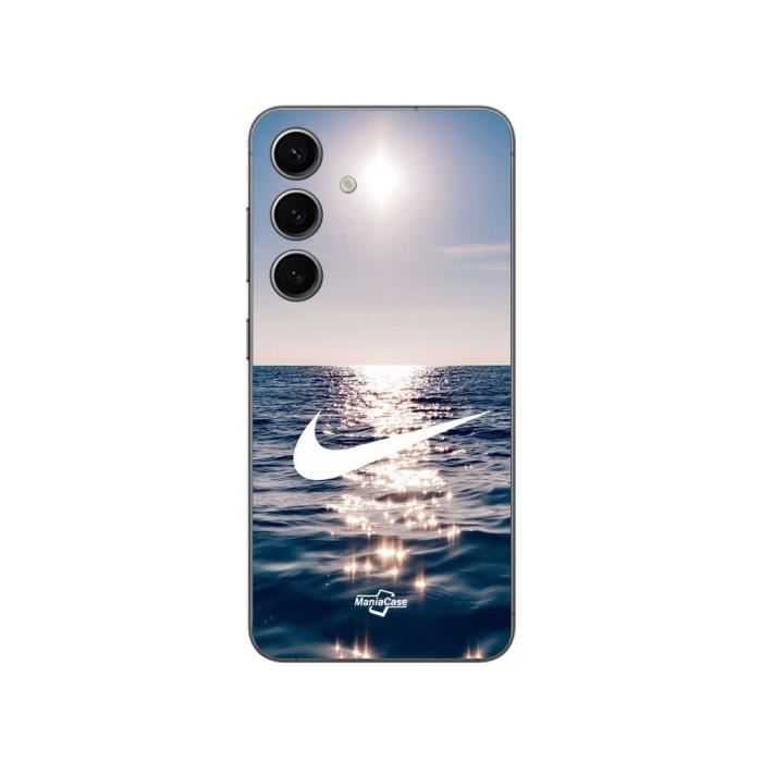Coque Samsung Galaxy S24 FE Nike Logo Blanc Mer Soleil Maniacase
