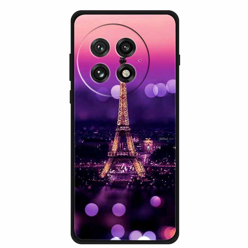 Funda For OnePlus13 5G Case OnePlus 13R Black Silicone Soft Flower Fashion TPU Back Cover For OnePlus13 13R Case Protective Capa