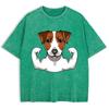 Russell Terrier Puppy Cotton Washed T-Shirts Mens Oversize T Shirts Casual Comfortable Short Sleeve Tops O-Neck Clothes