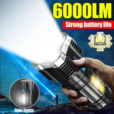 4-Kern Hochleistungs-LED Taschenlampen Outdoor Camping Taschenlampe mit 4 Lampenperlen und COB Seitenlicht Wiederaufladbare Tragbare Handlaterne
