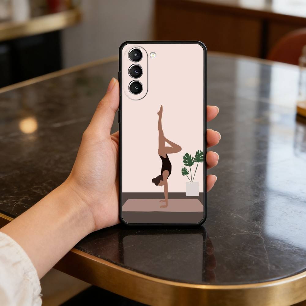 GYM Girl Gymnastic Phone Case For Samsung S25,24,23,22,30,21,10,9,Ultra,Plus,Lite,FE,4,5 G Soft Black Case