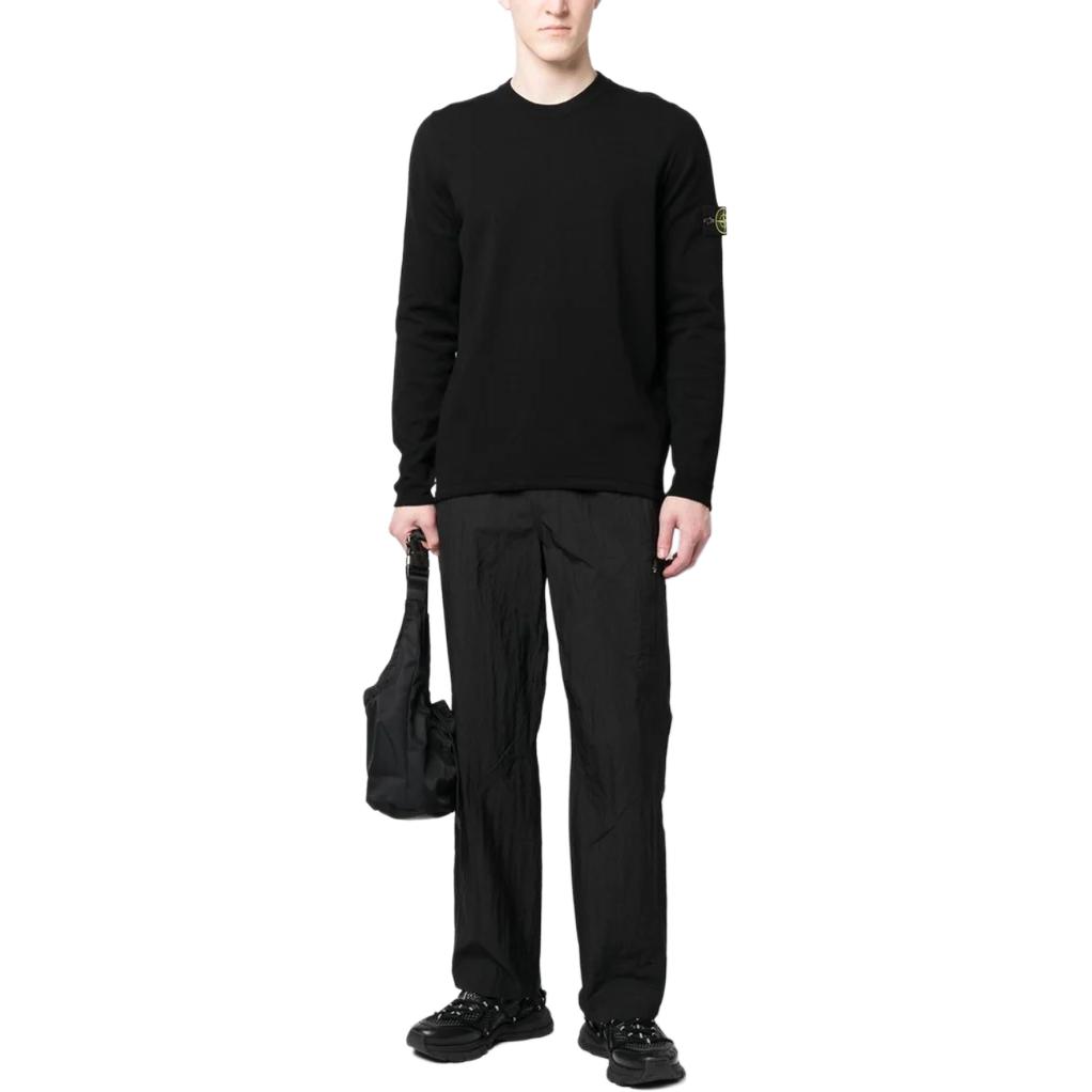 Stone Island Solid Color Logo Crew Neck Long Sleeve Sweatshirt Men sweatshirt Black K1S1551000-62S00B9-V0029