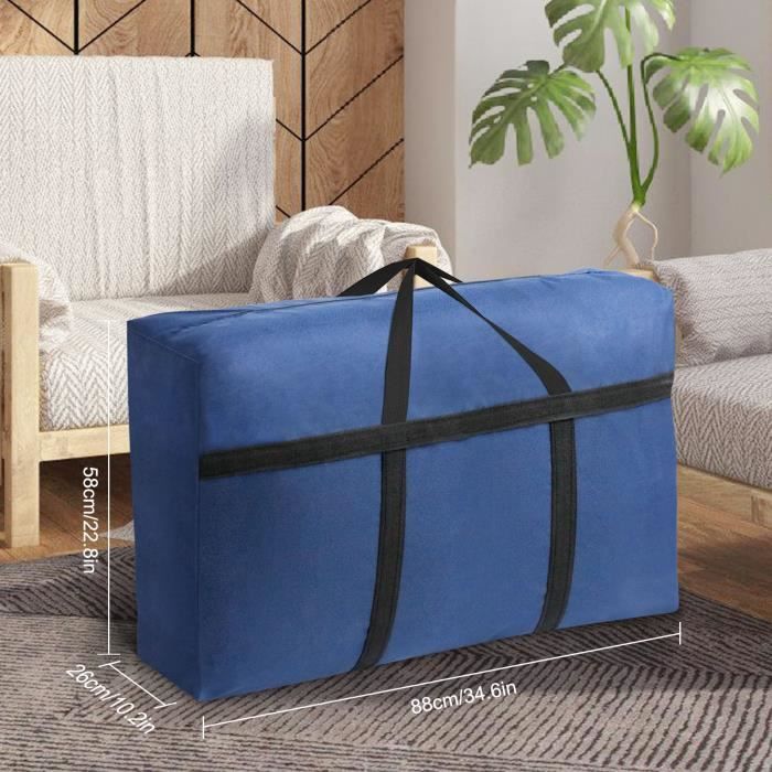 Sac de Rangement Sous Lit Pliable - 1X130 - 130L - 88x58x26 cm - Bleu - Organiseur Multi-usage