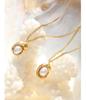 Gold-Plated Titanium Steel Cuban Chain Necklace with Freshwater Pearl Irregular Pendant.