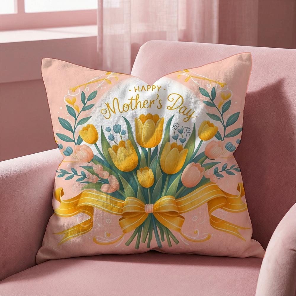 Holiday Mothers Day Cushion Cover MultiScene Pillow Cover for Home Car Reversible Soft Durable for Daily Use